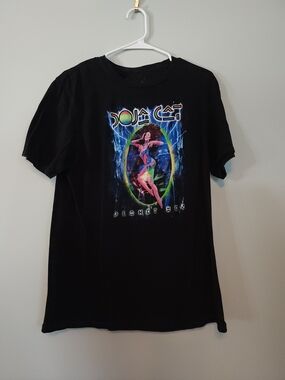 Black Short Sleeve Graphic Tee with Neon Doja Cat Print